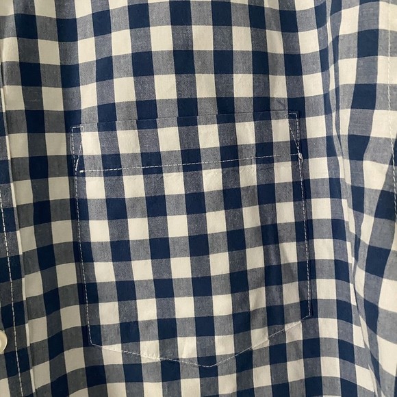 Old Navy Slim Fit Blue White Check Collared Button Down Men's Shirt Size XXL 2XL - Picture 3 of 6